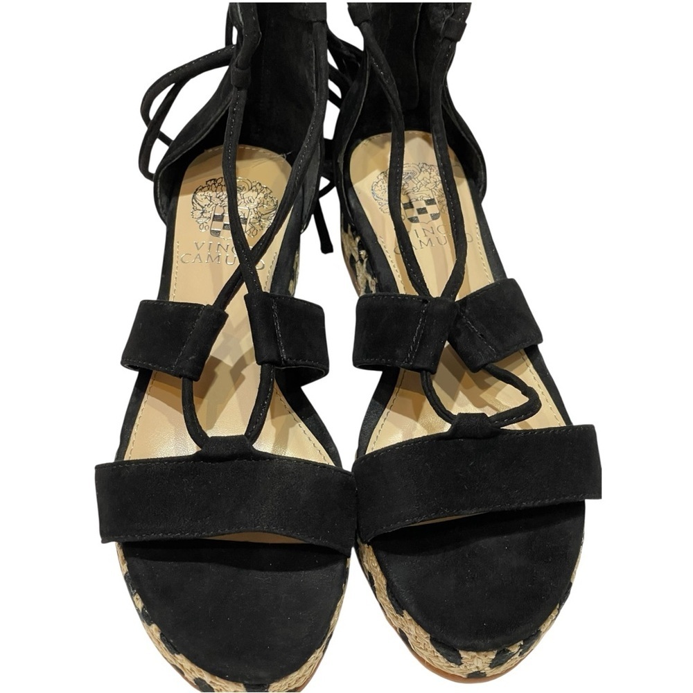 VINCE CAMUTO KELLIA LEOPARD PRINT PLATFORM ESPADRILLE SANDALS SZ 7.5 MED EUC - Picture 9 of 15